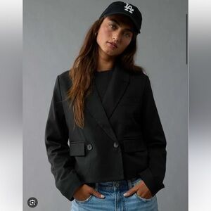 American Eagle Outfitters Black Cropped Blazer